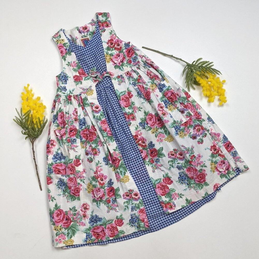 Vintage Spunky Dress Girls Size 5 Gingham Floral Sundress